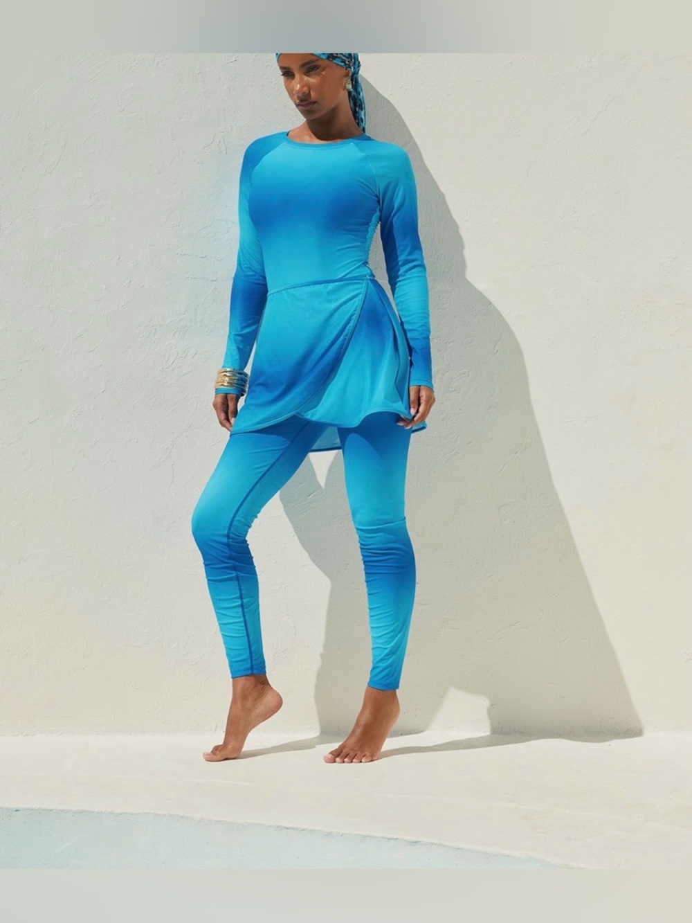 Fashion Nova Bright Blue Modest Swim Coverup Set